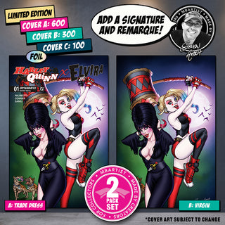 COMIC BOOK, PREORDER | HARLEY QUINN X ELVIRA #1: VARIANT EXCLUSIVE by Steven Ahola | SET OF 2