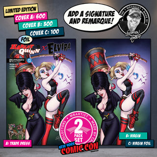 COMIC BOOK, PREORDER | HARLEY QUINN X ELVIRA #1: VARIANT EXCLUSIVE by Steven Ahola | SET OF 2