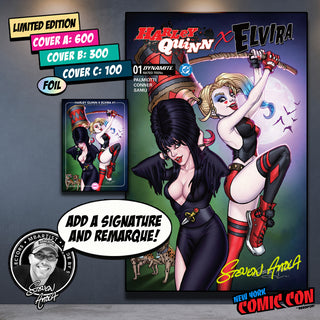 COMIC BOOK, PREORDER | HARLEY QUINN X ELVIRA #1: VARIANT EXCLUSIVE by Steven Ahola
