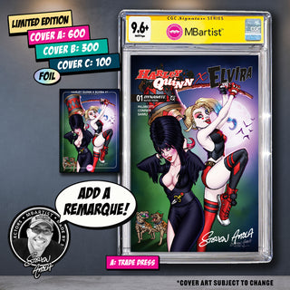 COMIC BOOK, PREORDER | HARLEY QUINN X ELVIRA #1: VARIANT EXCLUSIVE by Steven Ahola | CGC 9.6+ YELLOW LABEL