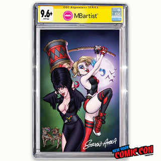 COMIC BOOK, PREORDER | HARLEY QUINN X ELVIRA #1: VARIANT EXCLUSIVE by Steven Ahola | CGC 9.6+ YELLOW LABEL