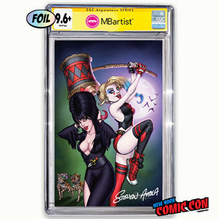 COMIC BOOK, PREORDER | HARLEY QUINN X ELVIRA #1: VARIANT EXCLUSIVE by Steven Ahola | CGC 9.6+ YELLOW LABEL