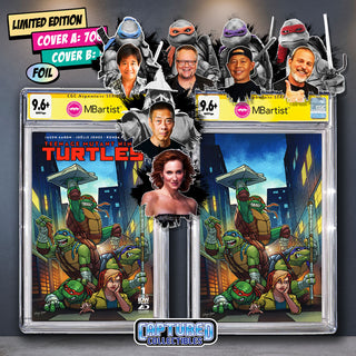 COMIC BOOK, PREORDER | TEENAGE MUTANT NINJA TURTLES #1: VARIANT EXCLUSIVE by Steven Ahola | TURTLE, APRIL & SHREDDER TEAM-UP SIGNATURE | CGC 9.6+ YELLOW LABEL