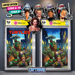 COMIC BOOK, PREORDER | TEENAGE MUTANT NINJA TURTLES #1: VARIANT EXCLUSIVE by Steven Ahola | TURTLE & APRIL TEAM-UP SIGNATURE | CGC 9.6+ YELLOW LABEL