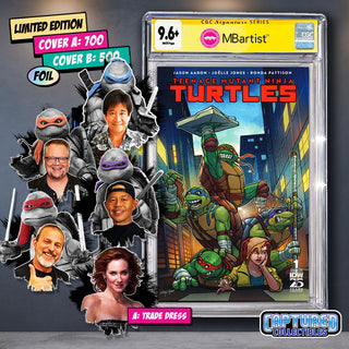 COMIC BOOK, PREORDER | TEENAGE MUTANT NINJA TURTLES #1: VARIANT EXCLUSIVE by Steven Ahola | TURTLE & APRIL TEAM-UP SIGNATURE | CGC 9.6+ YELLOW LABEL