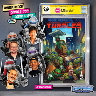 COMIC BOOK, PREORDER | TEENAGE MUTANT NINJA TURTLES #1: VARIANT EXCLUSIVE by Steven Ahola | TURTLE TEAM-UP SIGNATURE | CGC 9.6+ YELLOW LABEL